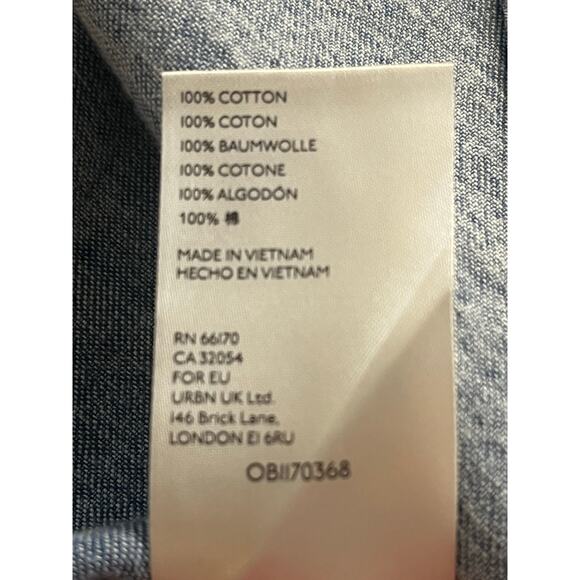 Free People Samantha Ruffle Denim Long Sleeved Button Up Shirt-Large - Picture 4 of 6